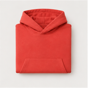 Sudadera con Capucha Personalizada para Hombre, Color Rojo Coral, Corte Relajado, Sin Cordón, Bolsillo Tipo Canguro, Algodón de Peso Medio, MHOOD-0042 - Product Image 2