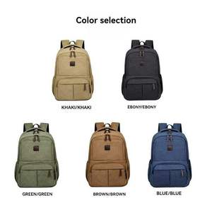 <b>Canvas</b> Laptop <b>Backpack</b> Unisex Casual Style 20-39L Large Capacity Softback Shoulder Straps Zipper Closure - Product Image 4