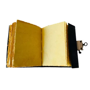 Diario de Cuero Genuino Wiccan Clásico con Grabado de Hechizos Mágicos, Cuaderno de Bocetos Hecho a Mano con Borde Desflecado, Diseño de Libro Vintage - Product Image 3