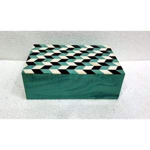 AL MALIK CRAFT Wooden Storage <b>Box</b> Rectangular Gray with White <b>Floral</b> Inlay Pattern Jewelry Organizers 0-1L Capacity Christmas - Product Image 3