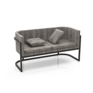 Canapé deux places en tissu, design minimaliste moderne, avec accoudoirs arrondis et structure en métal, pour salon, villa, appartement - Product Image 4