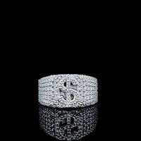 Bague en argent 925 avec moissanite, motif dollar, style hip-hop, taille personnalisée pour hommes et femmes