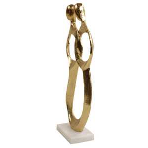 Abstract Gold Plated Aluminum Sculpture <b>Figure</b> Contemporary Art Decor Tabletop Display 41cm Height for Theme Living Room Decor - Product Image 2