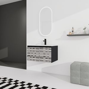 Mobile bagno sospeso da 30 pollici con lavabo in ceramica e anta con chiusura ammortizzata, kit di montaggio (KD) - Product Image 6