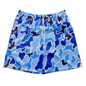 Shorts de basket-ball pour hommes en maille polyester de haute qualité, avec cordon de serrage, double couche, imprimés par sublimation, poches, motif camouflage. - Product Image 5