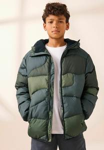 Doudoune matelassée unisexe noire et bleue brillante de haute qualité, à capuche, col montant, imperméable, coupe-vent et écologique - Product Image 6