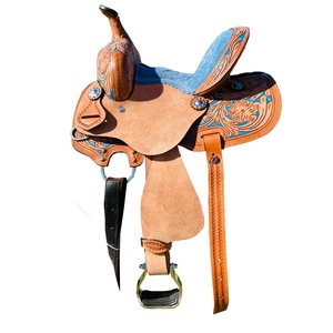Selle de cheval de course de baril occidentale professionnelle haut de gamme en cuir véritable et bois, équipement d'équitation tout-terrain, fabricant et fournisseur exportateur - Product Image 3
