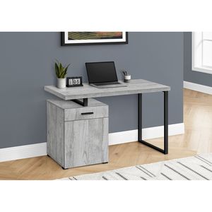 Scrivania per Computer Contemporanea da 48 Pollici per Ufficio Domestico con Cassetti Portaoggetti, Laminato Grigio e Metallo Nero - Product Image 1