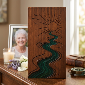 Custom Wooden <b>Memorial</b> Urn Crystal Inlay Cremation Keepsake <b>Box</b> Carved Funeral Decoration - Product Image 3