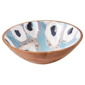 Cuenco grande de madera para ensalada con incrustaciones de esmalte y diseño de ostras, cuencos para servir frutas y alimentos, juego de vajilla de madera natural de primera calidad, cuenco de madera. - Product Image 1