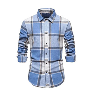 Chemise à carreaux boutonnée pour homme en coton brossé doux, chemise décontractée pour l'extérieur, fabricant OEM pour l'exportation - Product Image 1