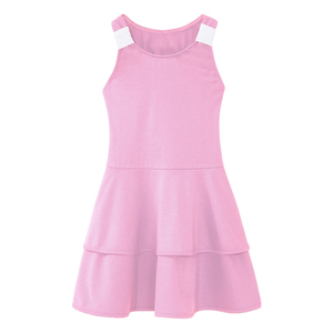 Girls Pink Sleeveless Tennis <b>Dress</b> With <b>Ruffle</b> Skirt Breathable Fitted Sport Wear For Children <b>All</b> Seasons - Product Image 3