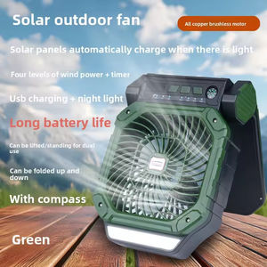 Ventilador de Camping para Exteriores con Energía Solar, Carga USB, Brújula, Luz LED, Viento Potente, Temporizador, Pesca, Senderismo, Batería de 7800mAh, 10W - Product Image 2