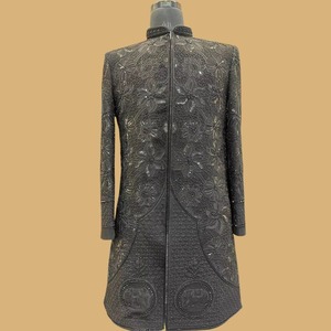 Sherwani Premium para Hombre, Diseño Tradicional Personalizado, Largo hasta la Rodilla, Tema Jardín del Éden, Sin Arrugas, Cuello Mandarín - Product Image 1