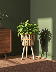 Support robuste en rotin pour plantes, idéal pour la maison, le salon, le balcon, le jardin et la décoration intérieure, provenant d'Inde. - Product Image 6