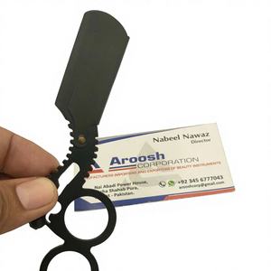 Navaja de Barbero Profesional de Doble Filo, Negra, de Acero Sostenible, con Logotipo Personalizado, Tipo Manual, para Cara, Cuerpo y Axilas - Product Image 1