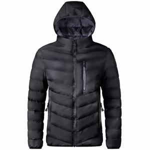 Chaqueta Acolchada para Hombre con Cuello Alto y Capucha, Impermeable, Ajustada, con Cierre de Cremallera, Color Sólido, Informal, de Poliéster - Product Image 3