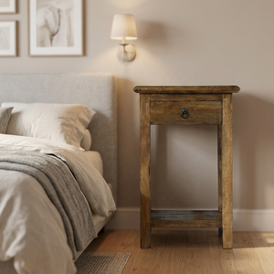 Reclaimed Wood Bedroom Nightstands Living Room Bedside 1 <b>Drawer</b> <b>Table</b> <b>Telephone</b> Stand For Hotel Farmhouse - Product Image 2