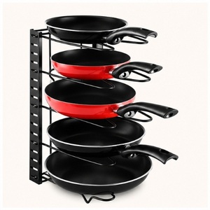 Top Quality <b>Pot</b> and Pan Organizer Rack for Kitchen Cabinet & Countertop Space-Saving Metal Cookware <b>Holder</b> for Frying Pans Lids - Product Image 3