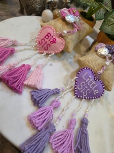 Handmade Big Sis Little Sis Rakhi Tassel, Decorative Rakhi Latkan with Pearl Beads, Crochet Flowers, Crystal Beads, <b>Sister</b> Rakhi - Product Image 5