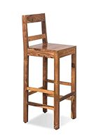 Chaise de bar moderne en bois massif avec structure en bois robuste et base stable pour bar à domicile, comptoir de cuisine, café, restaurant, usage commercial
