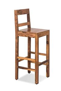 Chaise de bar moderne en bois massif avec structure en bois robuste et base stable pour bar à domicile, comptoir de cuisine, café, restaurant, usage commercial - Product Image 5