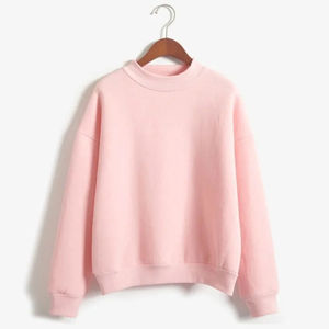 เสื้อสเวตเชิ้ตคอกลมผู้หญิง สีพื้น แขนยาว ผ้าฝ้ายถัก 100% ระบายอากาศได้ดี เหมาะสำหรับใส่ในฤดูใบไม้ร่วง สไตล์ลำลอง - Product Image 2