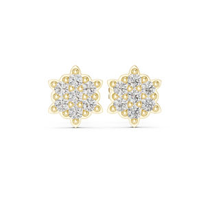 Boucles d'oreilles en or rose 14 carats avec diamant rond cultivé en laboratoire pour un usage quotidien, pour femmes |   Nouveau diamant cultivé - Product Image 3