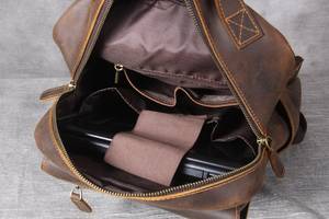 Padded Laptop Leather <b>Backpack</b> <b>Waterproof</b> Anti-Theft Vintage Rucksack Genuine Leather Travel Gear LBP-0409 - Product Image 5