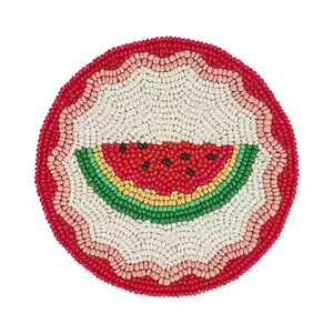 Eco-Friendly Luxury Table Accessory Fabric <b>Beaded</b> <b>Art</b> Coffee Mug Coasters with Non-Slip Base for Home Decor - Product Image 3