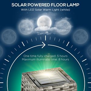 Lampada Solare LED da Esterno a Pavimento in Vimini PE Spazzolato, Lanterna da Patio 3000K CCT, Modello per Interni/Esterni, Luci Solari LED in ABS/PC - Product Image 5