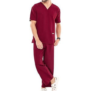 Conjunto de Uniformes Médicos Personalizados de Alta Calidad para Hombre, Transpirables, de Punto, con Cuello en V, Manga Corta, Pantalones, Uniforme de Enfermero de Hospital, para Exteriores, OEM - Product Image 5