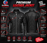 Veste de moto en cuir de vache noir respirant pour homme, coupe ajustée, col montant, fermeture éclair, style motard, vêtement d'hiver