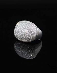 Bague ovale de luxe pour homme, style hip-hop, entièrement sertie de diamants, bijou statement, fabriquée en argent sterling 925 ou en or 10K 14K - Product Image 2