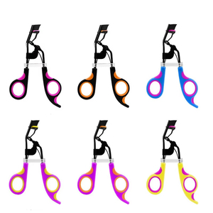 Recourbe-cils pour femme avec peigne et pince à épiler pour faux cils, pince cosmétique, recourbe-cils rechargeable en plastique bleu et violet - Product Image 5