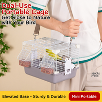Cage de transport portable simple pour oiseaux, avec perchoir et mangeoires, design pliable pour petits perroquets, perruches, agapornis, emballage en boîte