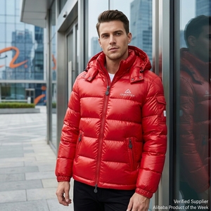 เสื้อแจ็คเก็ตพัฟเฟอร์มีฮู้ดสีแดงสำหรับผู้ชาย เสื้อโค้ทกันหนาวแบบมีซับในอุ่นๆ น้ำหนักเบา กันน้ำ รุ่น One Apex - Product Image 2