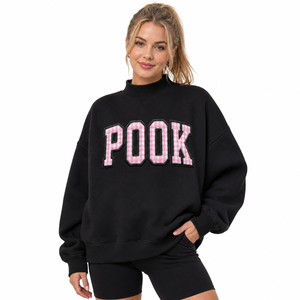 Sudadera de cuello alto con letras Ghingham y apliques bordados de letras griegas Ghingham, 100% algodón, estilo oversized. - Product Image 1