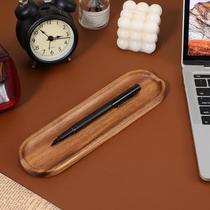 Bandeja de madera marrón para bolígrafos, soporte de escritorio de madera, accesorios de escritorio, reposapuntas, ideal para el hogar, la oficina y accesorios de arte. - Product Image 5