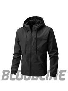 Veste coupe-vent noire pour homme à manches longues, vêtements d'extérieur toutes saisons - Product Image 3