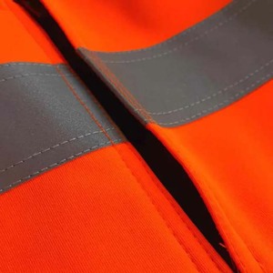 Ropa de Trabajo de Seguridad ANSI Clase 1 con Cuello Alto Personalizado, Cierre de Cremallera, Combinación de Dos Colores, Cinta Reflectante Ancha Multicolor y Luz LED de Alta Visibilidad - Product Image 5