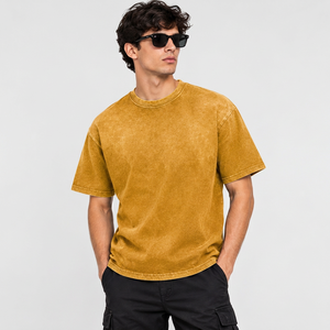 Camiseta Extra Grande Personalizada para Hombre, 100% Algodón, Estilo Vintage Lavado, Informal, con Logotipo Aplicado, Hombros Caídos y Corte Informal - Product Image 5