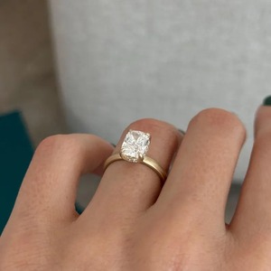 2 Carat Cushion Cut Lab Grown Diamond Hidden Halo <b>Brush</b> Finish Engagement Wedding Ring in Gold IGI Certified for Women - Product Image 4