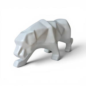 Escultura de Pantera Geométrica de Cerámica AG Elements, Figura Animal Moderna para Decoración del Hogar con Temática de Conexión, Juego de Múltiples Piezas para Mesa - Product Image 2