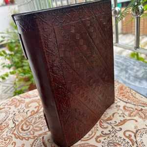 Embossed Leather <b>Ring</b> <b>Binder</b> Triple Moon Lapis Stone Grimoire - Product Image 3