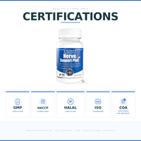 Capsules Nerve Support Plus 120 unités Extrait de curcuma Acide alpha-lipoïque Mélange d'herbes Complément alimentaire Certifié Halal