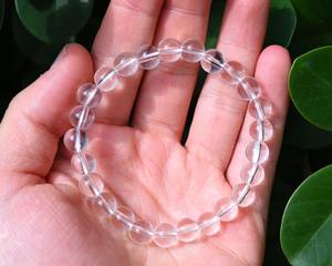 Pulsera de cristal transparente hecha a mano para mujer y hombre, pulsera redonda de piedras preciosas para regalo - Product Image 2