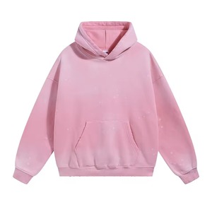 1. เสื้อฮู้ดสตรีทแวร์สีชมพูแบบยูนิเซ็กซ์ สกรีนโลโก้ได้ ทรงโอเวอร์ไซส์ ไหล่ตก มีกระเป๋าจิงโจ้ สำหรับร้านขายเสื้อผ้าขายส่ง - Product Image 4