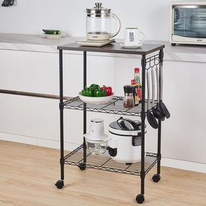 Carrello da Cucina a 3 Ripiani con Struttura Robusta e Finitura in Legno Rustico - Product Image 3