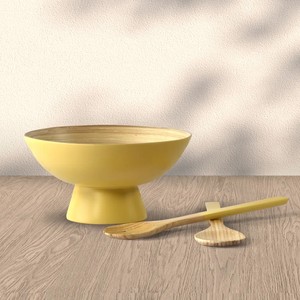 Handmade Spun Bamboo <b>Serving</b> Bowl Set with Spoon and Fork Kitchenware Bamboo Salad Bowls Food Fruit made in Vietnam - Product Image 2